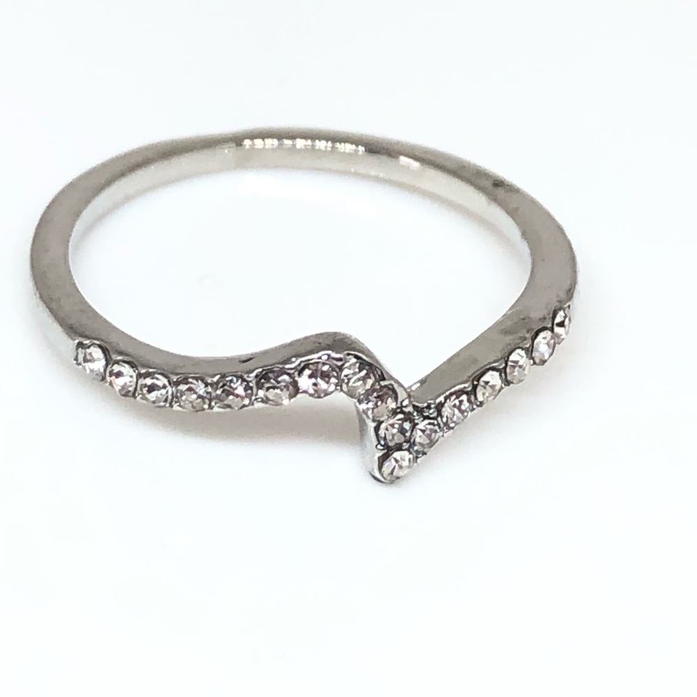 Silver/Cz Wave Stackable Ring - image 5